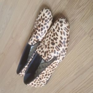 Birdies Sterling Flat in Cheetah Calf Hair/ Black Size 10